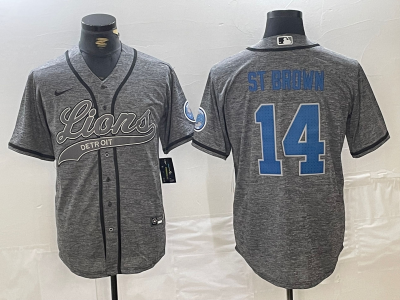 Men's Detroit Lions Amon-Ra St. Brown #14 Gray Jersey